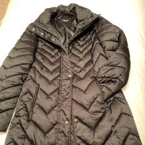 Kenneth Cole Black knee length puffer with hood